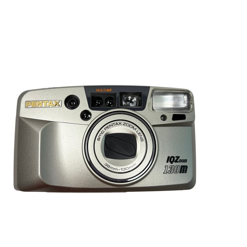 NIB VTG Pentax IQZoom 130 M date 35mm film camera with strap, Untested